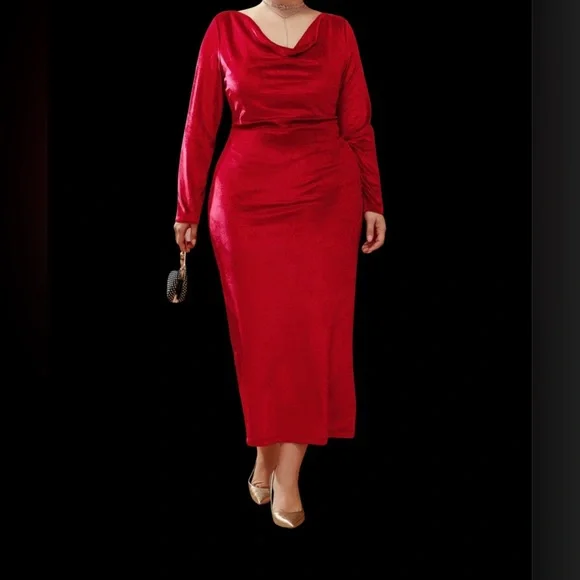 strapless open back dress Smak Parlour Plus Size Raspberry Velvet Burnout Fringe Sleeve Stevie Maxi Dress 1X/16W-18W main image 1